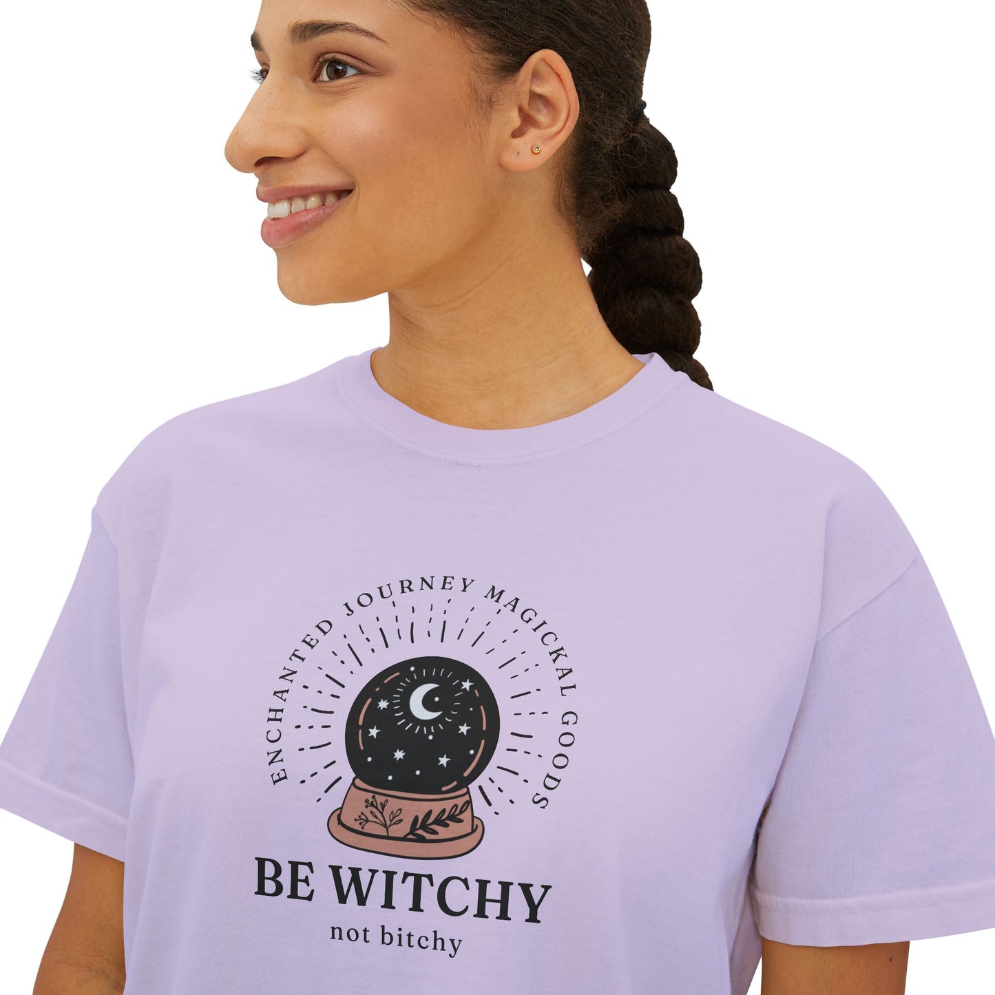 Be Witchy, Not Bitchy Boxy Cropped Tee