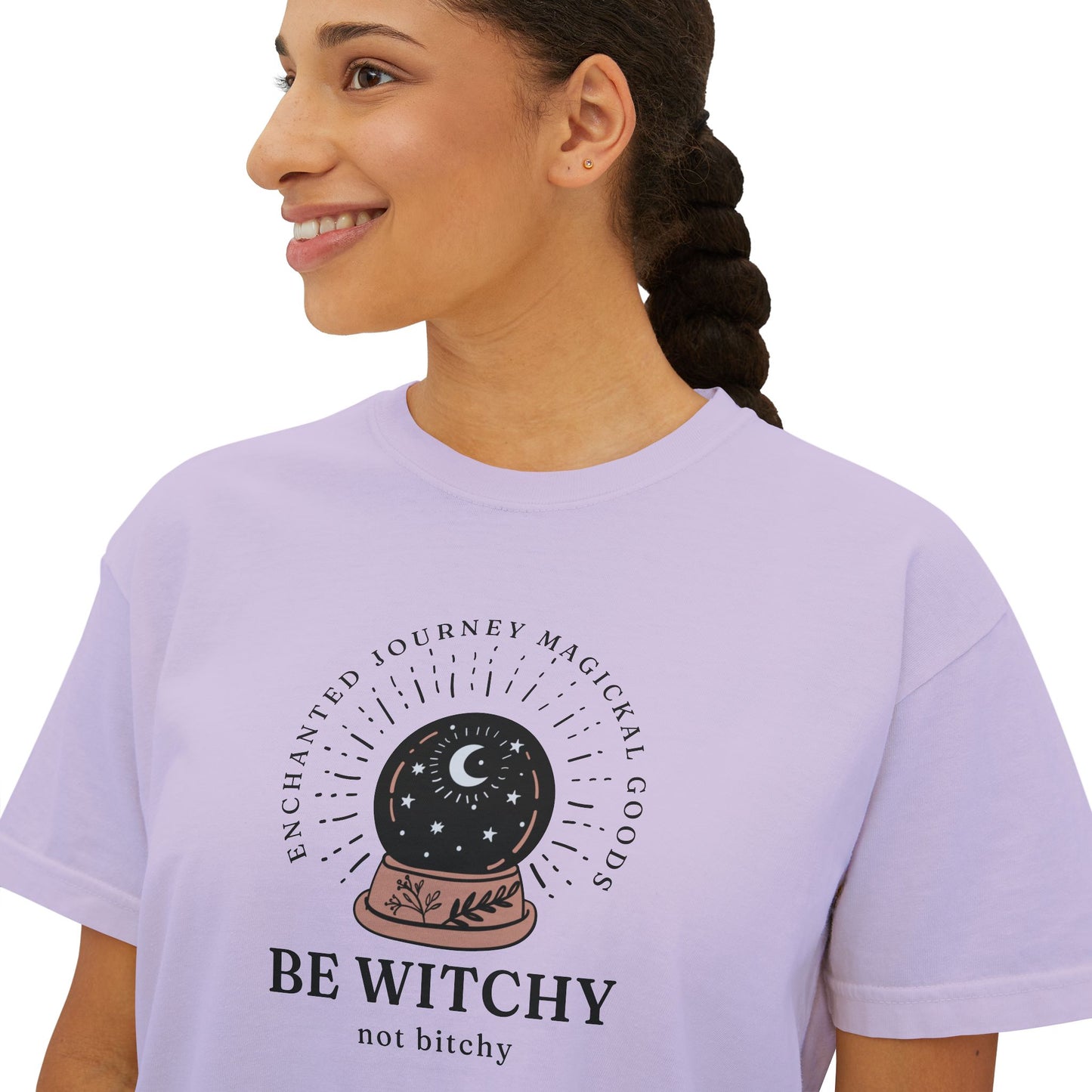 Be Witchy, Not Bitchy Boxy Cropped Tee