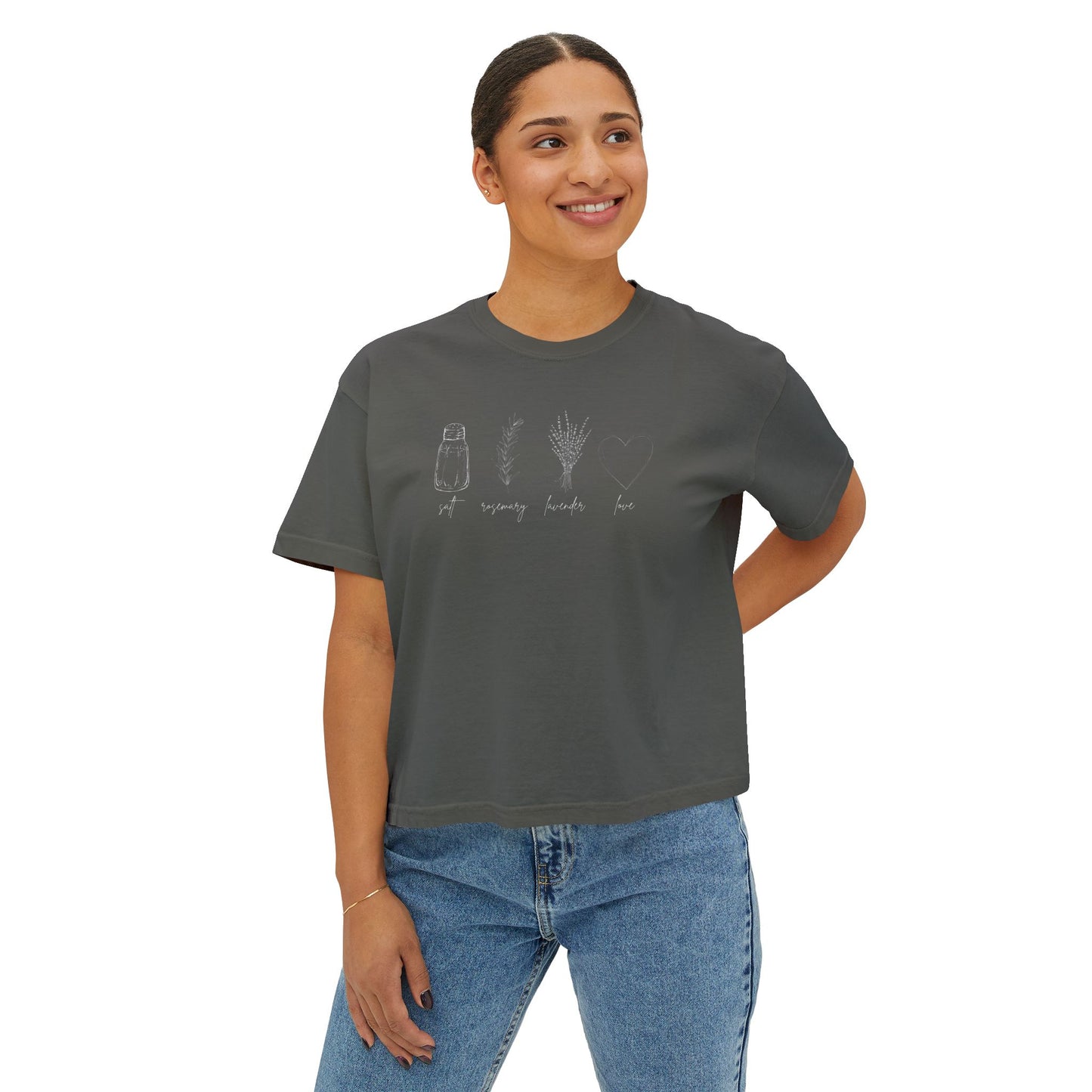 Salt, Rosemary, Lavender, & Love Boxy Cropped Tee