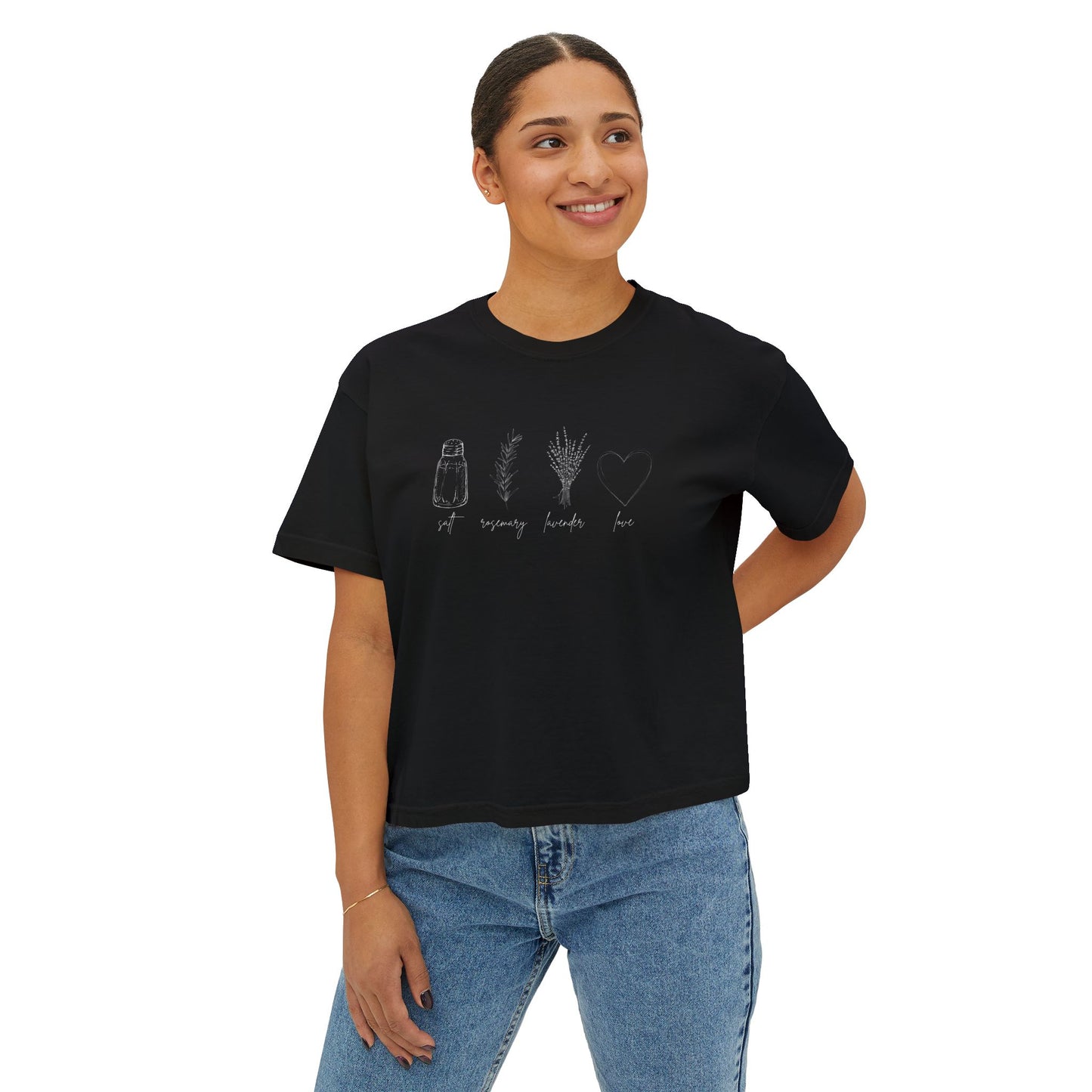 Salt, Rosemary, Lavender, & Love Boxy Cropped Tee