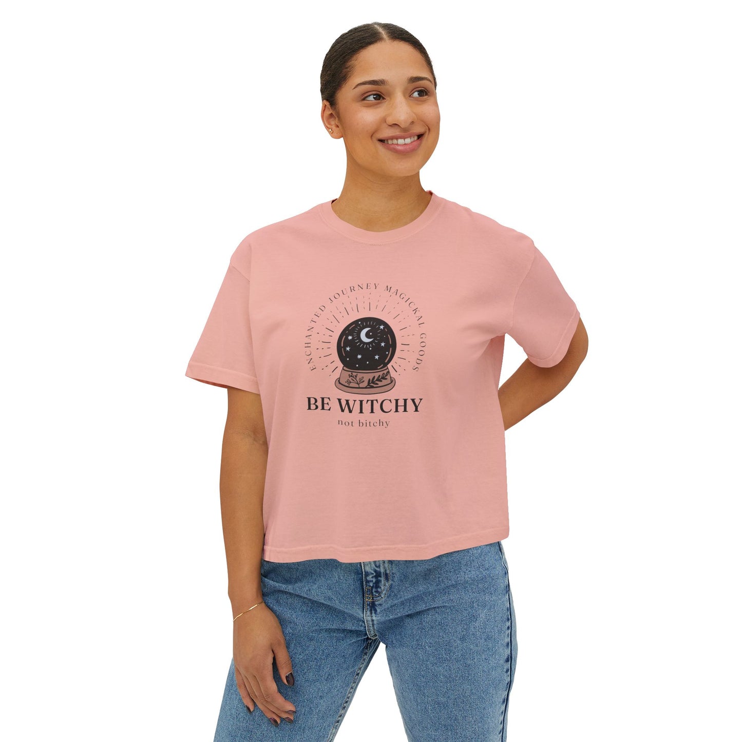 Be Witchy, Not Bitchy Boxy Cropped Tee
