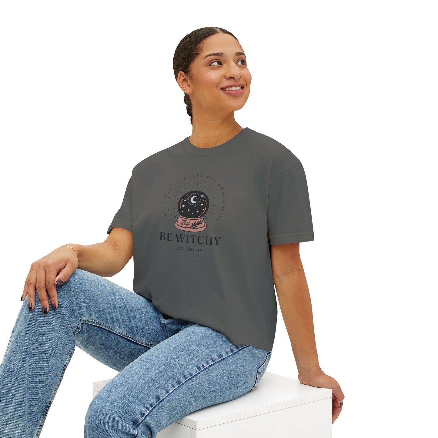 Be Witchy, Not Bitchy Boxy Cropped Tee